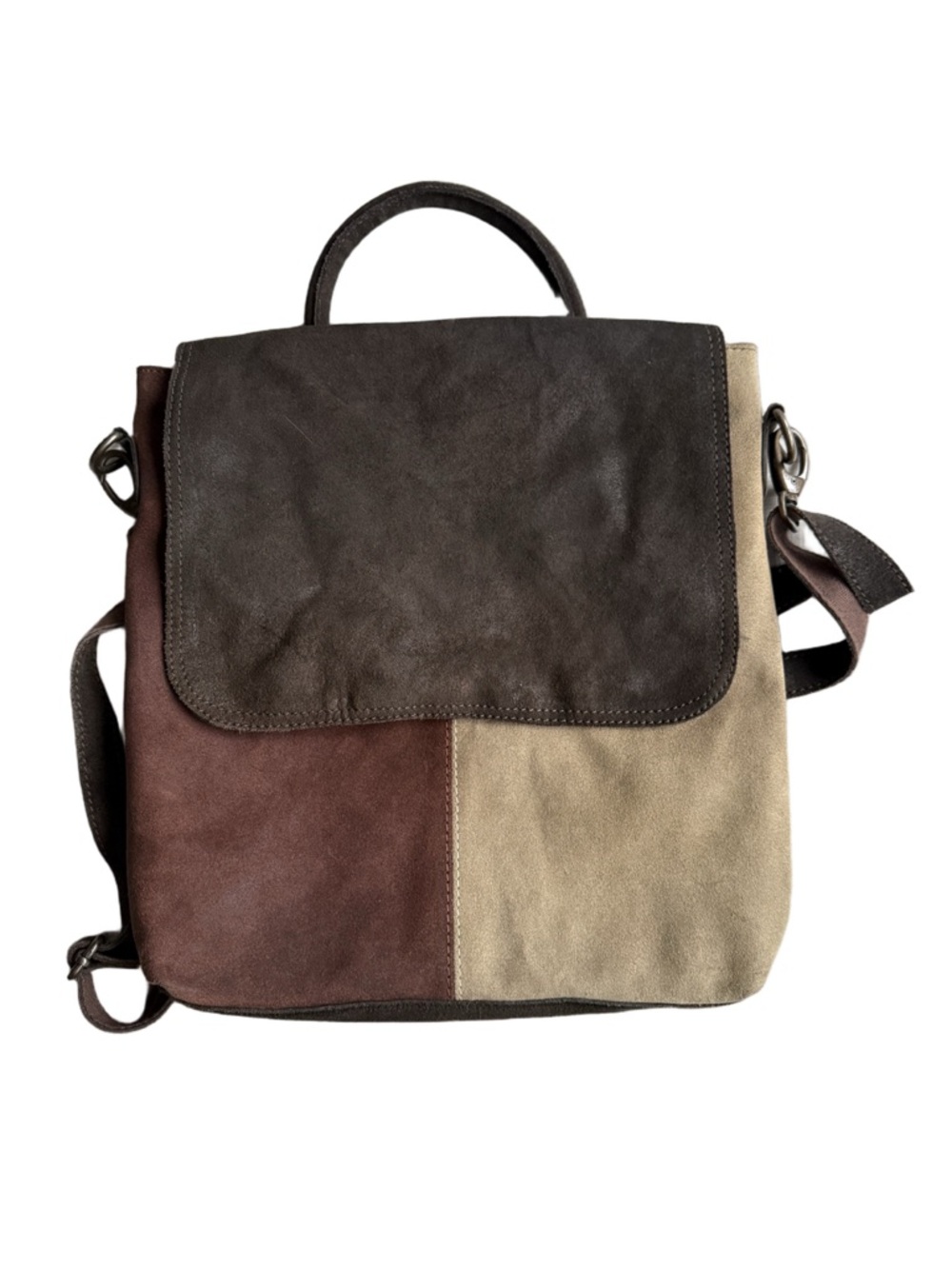 WE THE FREE FREE PEOPLE PARIS CONVERTIBLE LEATHER BACKPACK — SUEDE COLORBLOCK - Picture 2 of 8